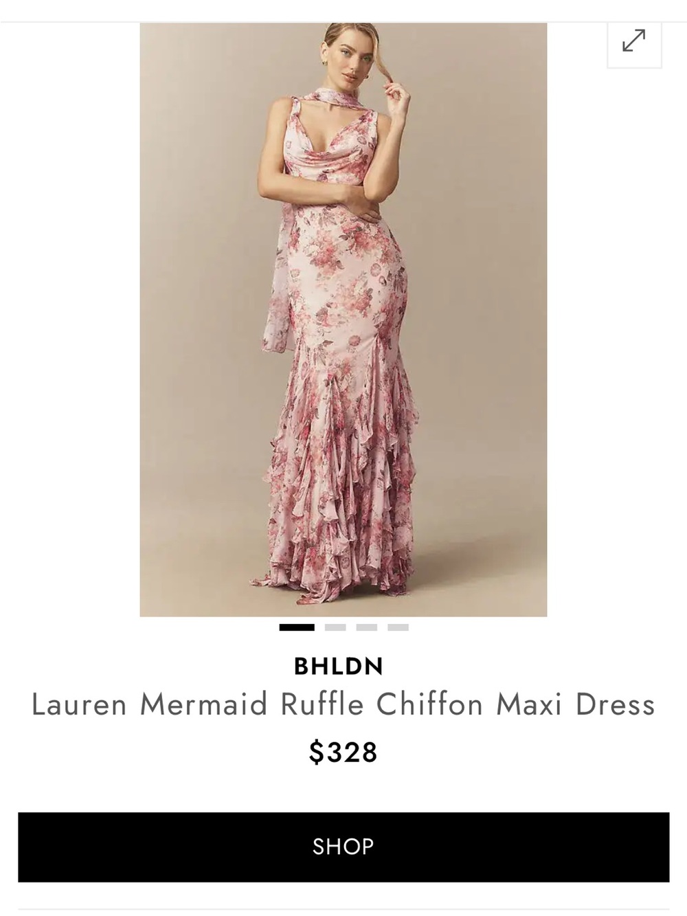 NWT BHLDN
Lauren Mermaid Ruffle Chiffon Maxi Dress - Picture 5 of 6